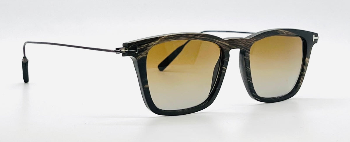 Tom Ford TF5851-P Black Horn New Zeiss Polarized Gradient Lenses Full Kit Italy
