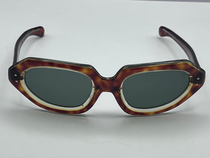 Vintage Mid Century NOS Sunglasses-Translucent Tortoise w/Paddle Arms-Made in France