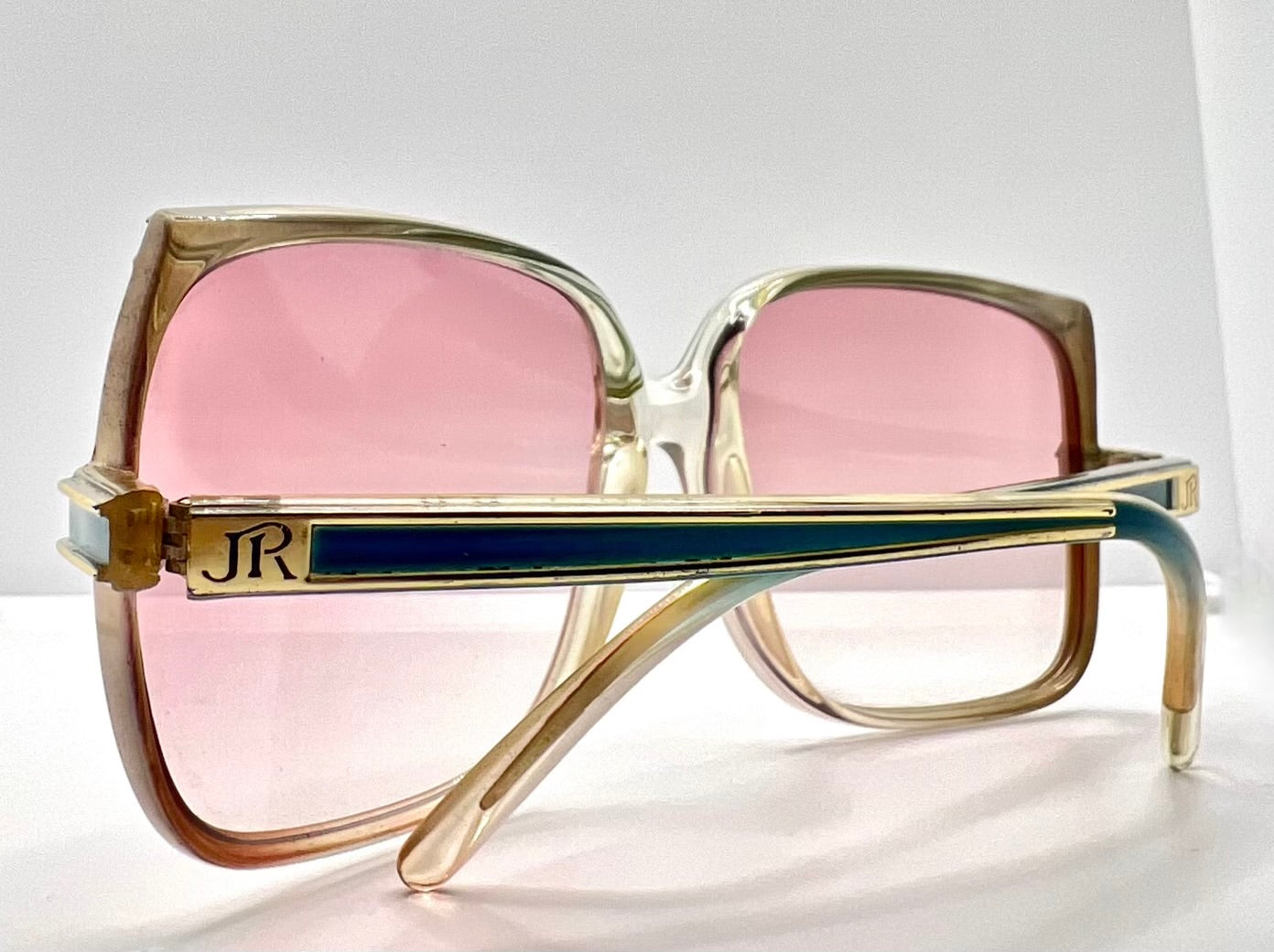 JEAN de PARIS 674/2 Vintage Sunglasses-Clear Frame Pink Lenses-France NOS