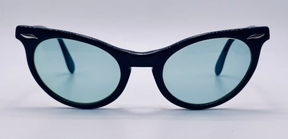 Vintage 1950s American Optical Cat-Eye Eyeglass Frames – Custom Berko’s Designs Aquamarine Lenses – 5 1/2” Temples