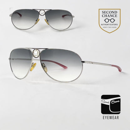 Christian Dior Hippy 1-Silver Star Aviator-Y2K Vintage Sunglasses-Unworn-Italy