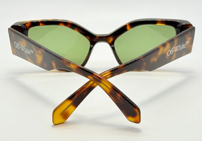 Brand New Off-White™ OERI063 6055 Sunglasses – Tortoise Frame with Green Lenses