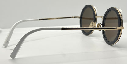 Cutler and Gross 1277 Round Sunglasses Gold/Black/White-New/Unworn-Full Kit-44mm