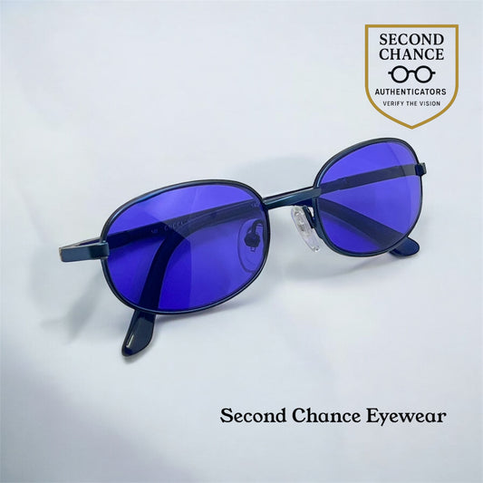 Gucci GG1374 6VE Y2K VINTAGE Oval Sunglasses-New Solid VIOLET/BLUE Custom Lenses