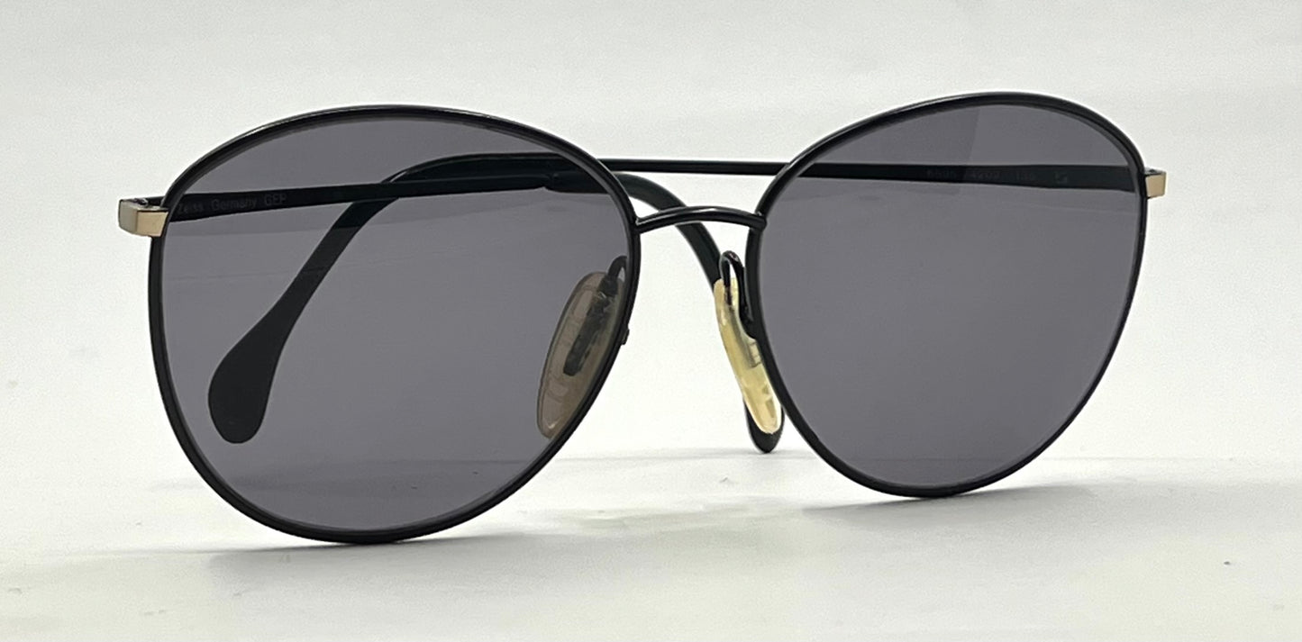 Zeiss 6595 4202 Vintage Sunglasses-New Solid Black Second Chance Custom Lenses-Unworn