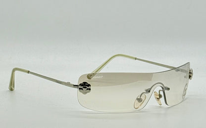 Chanel 4086 C.124/6Y Vintage Shield Sunglasses – Deadstock/Unworn-Camellia Silver