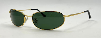 Ray-Ban RB8020 ORBS 001 Gold Oval Sunglasses-Green G-15 Glass-59mm-Italy