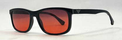 Emporio Armani EA 3164 Black Sunglasses w/New Grey-Red Custom Gradient Lenses-56mm