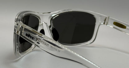 Vintage Revo HARNESS Polarized Sunglasses-Crystal Clear Frame w/New Dark Grey Polarized Lenses