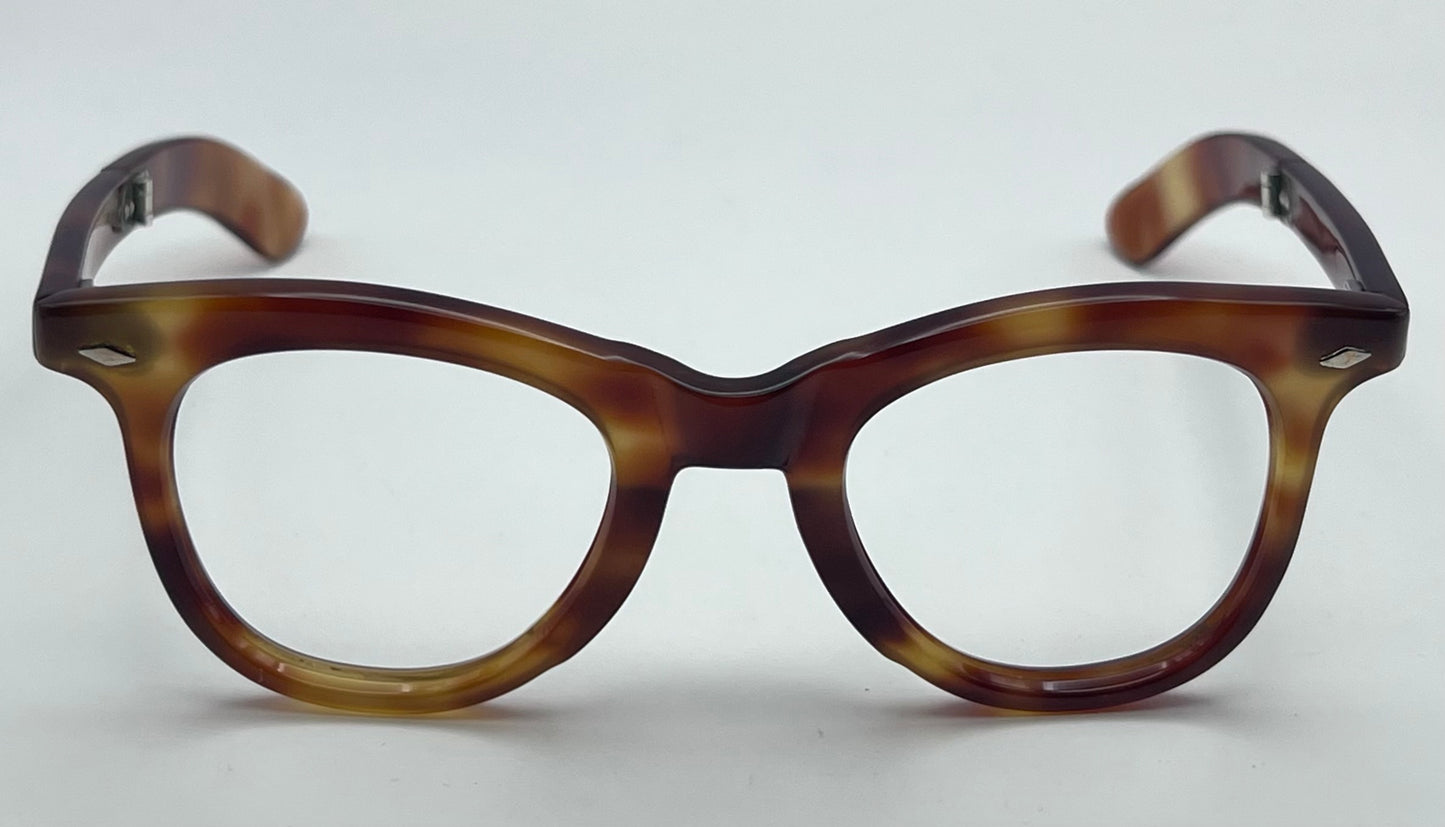 Late 60's NOS Thick French Panto Style Eyeglass Frames with Folding Temples