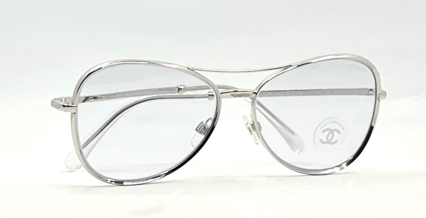 Chanel 2181-S 124 Silver Aviator Sunglasses 56-15 Unworn Italy