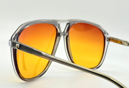 Pierre Cardin Boutique Smoke Vintage Aviator-New Sunset Gradient Custom Lenses-59mm