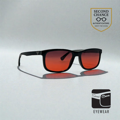 Emporio Armani EA 3164 Black Sunglasses w/New Grey-Red Custom Gradient Lenses-56mm