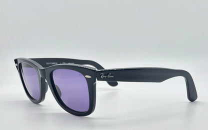 Ray-Ban RB5121 2000 Wayfarer Black w/ New Light Purple Custom Lenses–Full Kit
