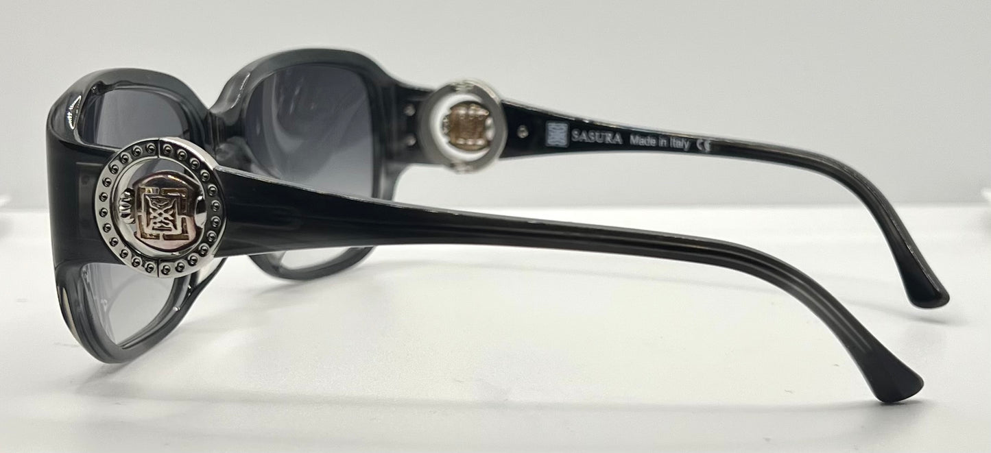 Sasura S202 Sunglasses Black 56-17 Spinner Temple Design Made in Italy NOS