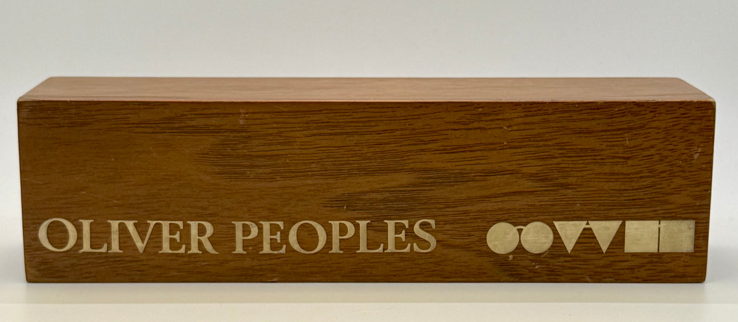 Oliver Peoples Wooden Double-Sided Retail Display with Gold Logo – Pre-Owned