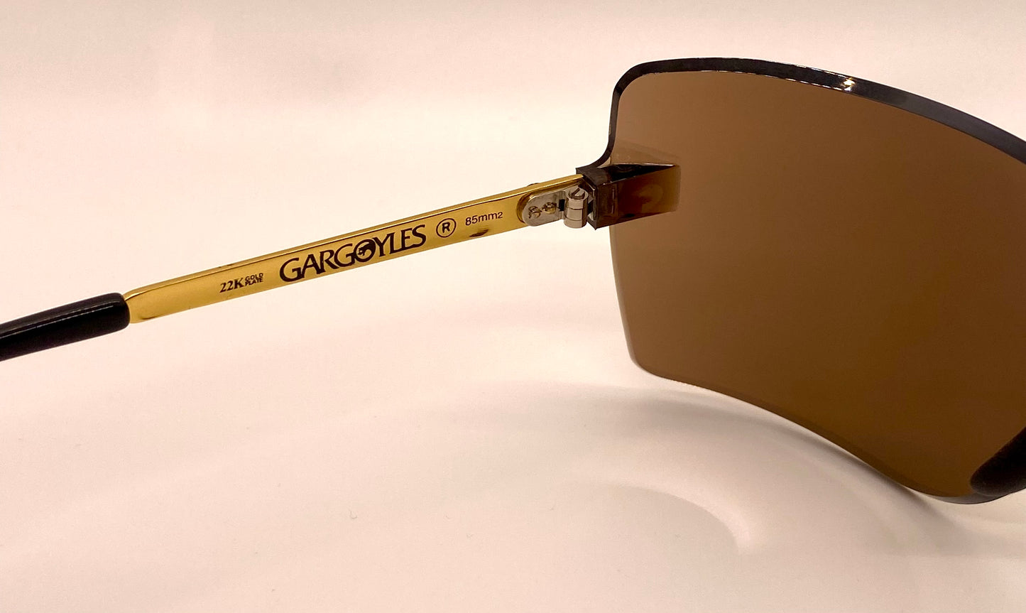 VINTAGE 1980s GARGOYLES USA-22K Gold Plated Mirrored Sunglasses 85mm w/Original case