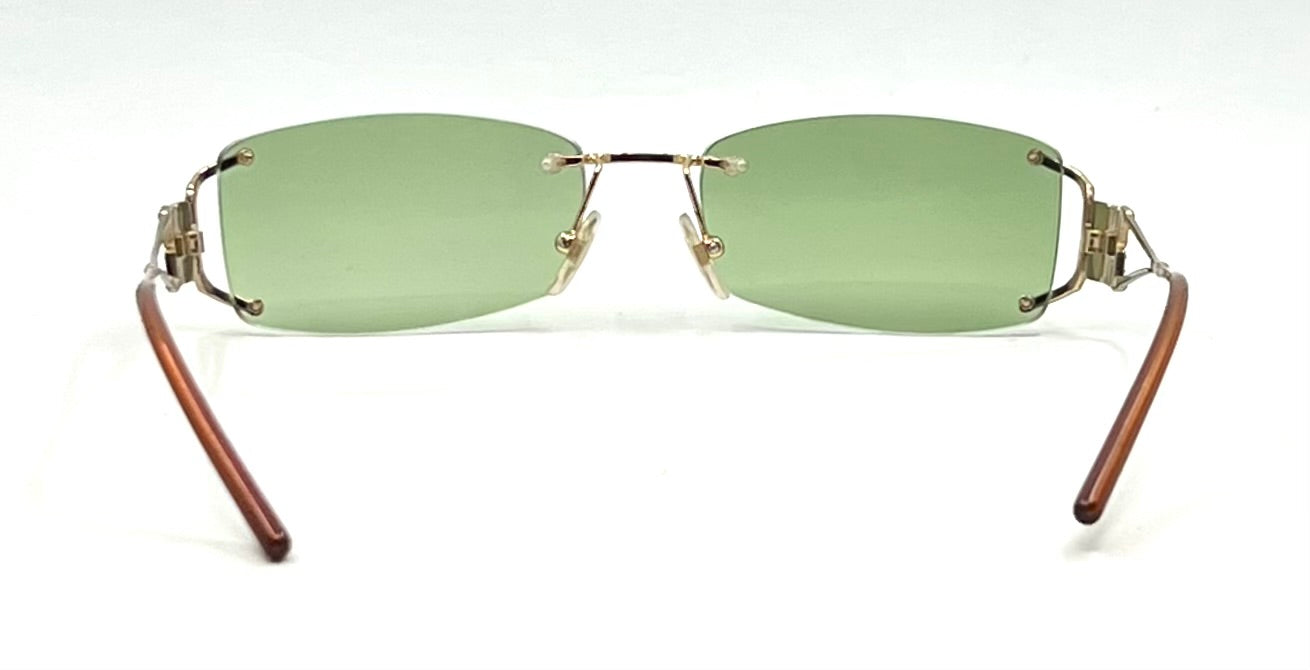 Versace MOD 1080-B Rimless Vintage Sunglasses-New Green Tinted Custom Lenses