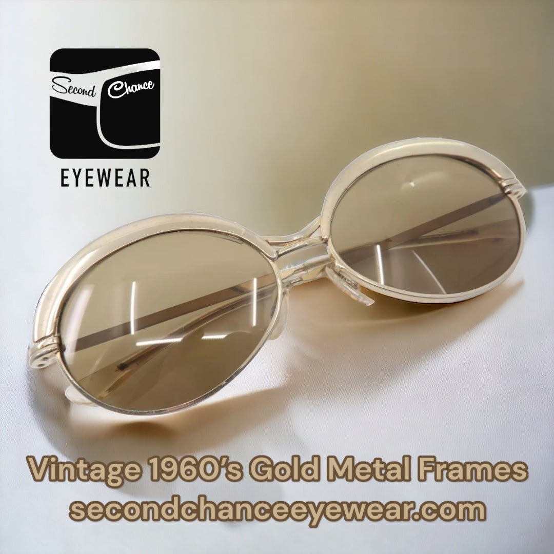 Vintage 60s Gold/Metal Sunglasses-Made In France-Amazing Condition-Unique & Cool