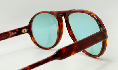 Vintage Silhouette M2095 Keyhole Aviator-Tortoise Acetate & Custom Aquamarine Lenses