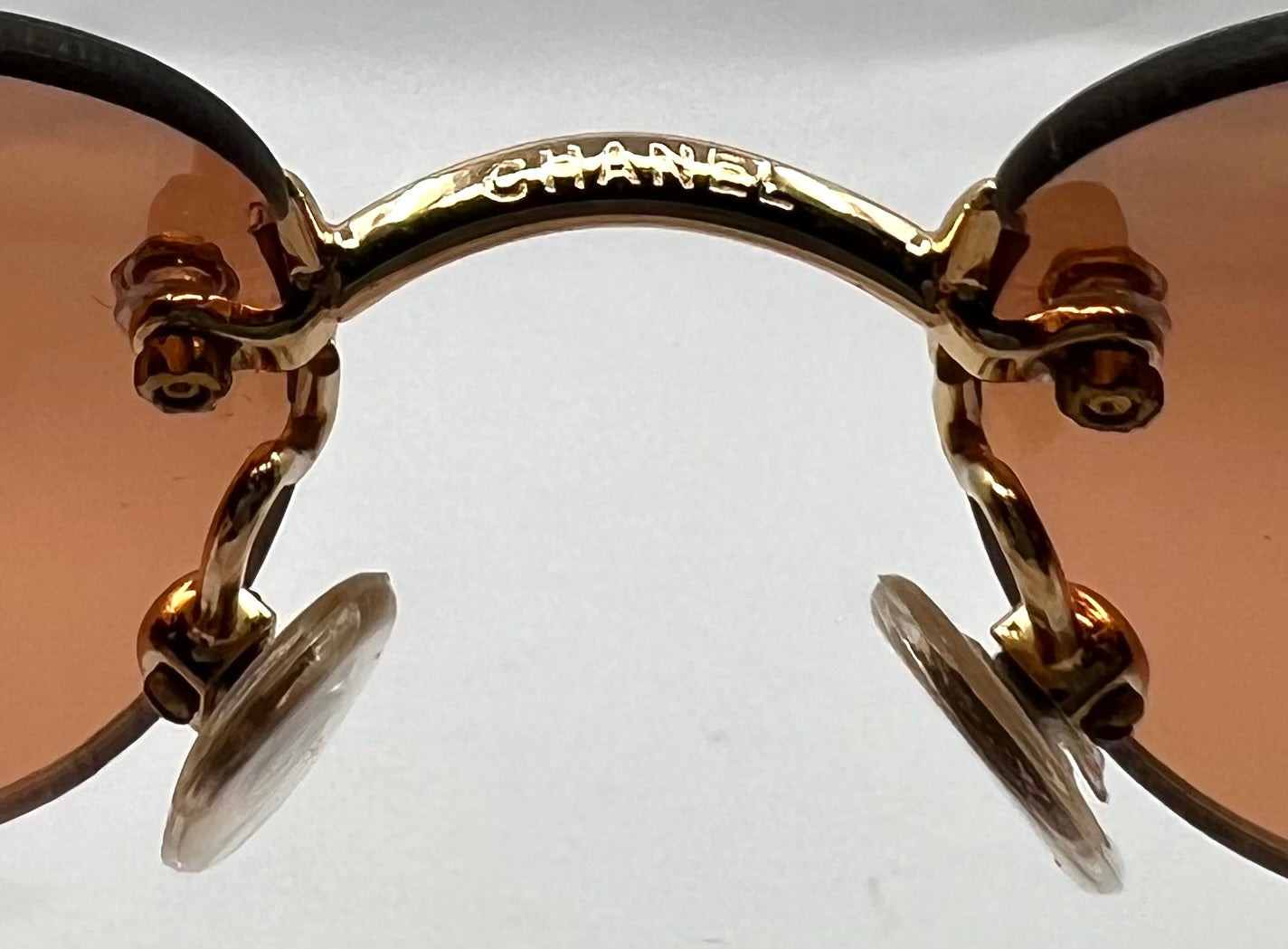 Chanel 4017-D Rimless Shield Sunglasses Swarovski CC-Unworn/Y2K Vintage-Italy