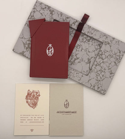 Jacques Marie Mage Burgundy Silk-Finish Box w/ Paperwork – Unused & Complete