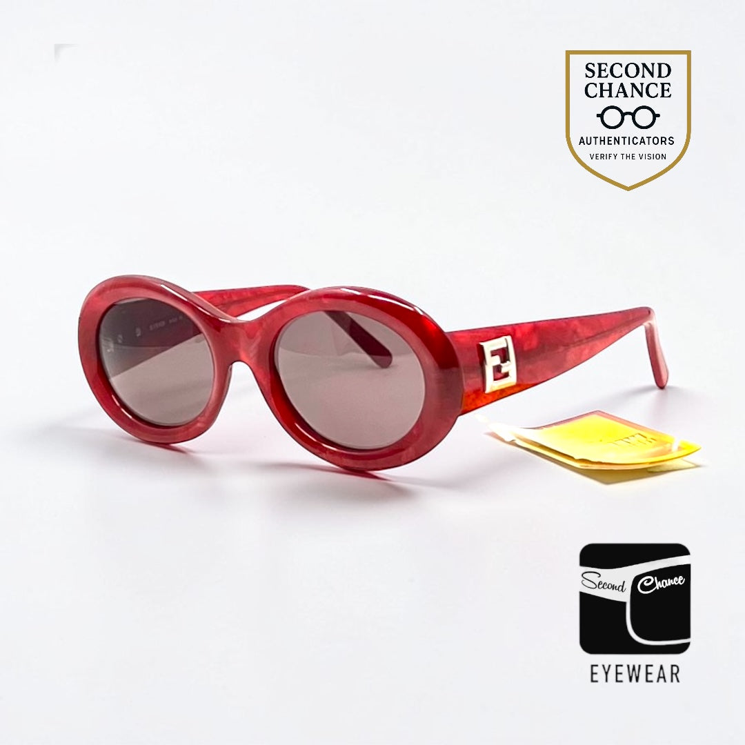Fendi SL 7555 Z02-Red Logo-VINTAGE Sunglasses Made in Italy-Unworn