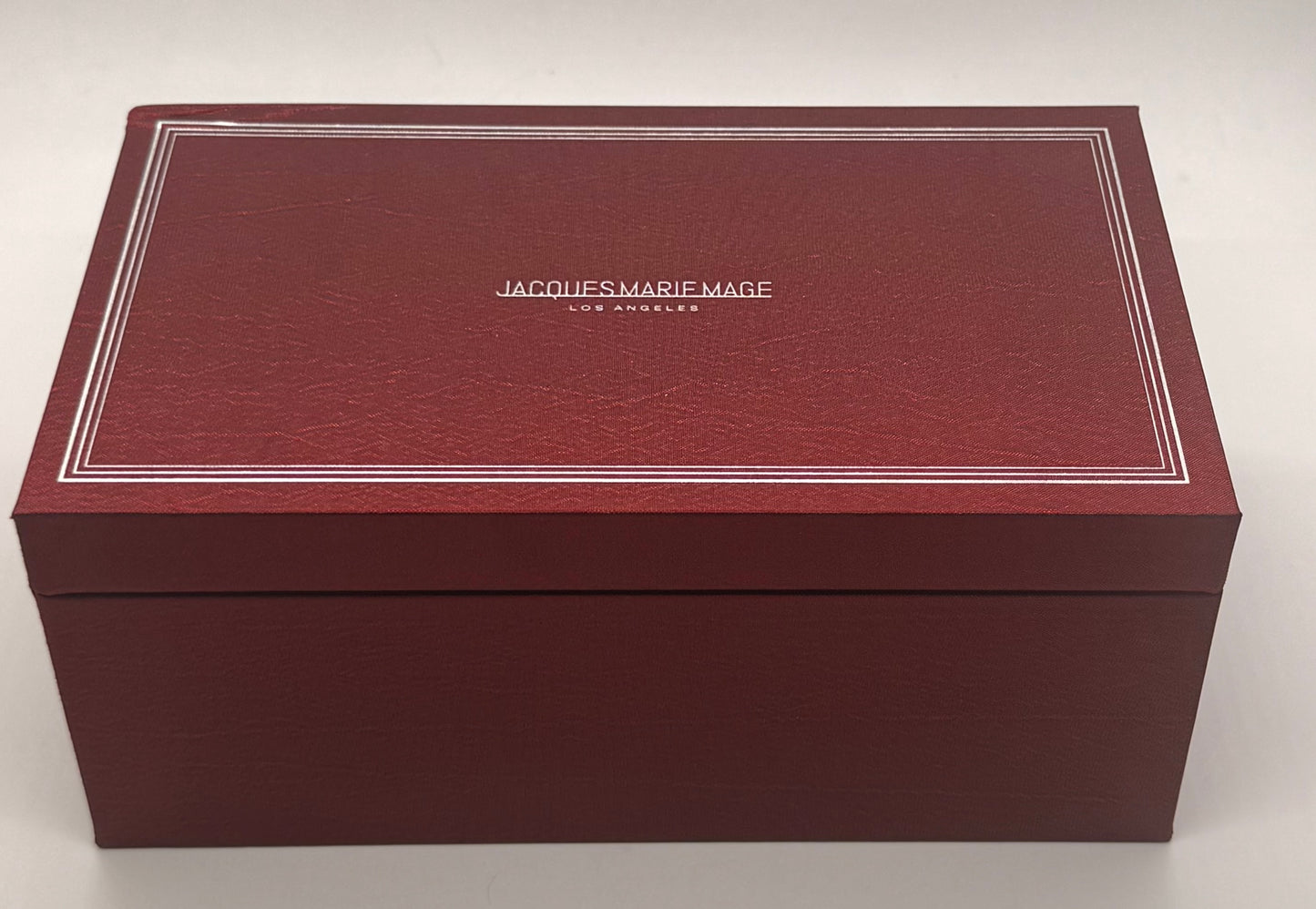 Jacques Marie Mage Burgundy Silk-Finish Box w/ Paperwork – Unused & Complete
