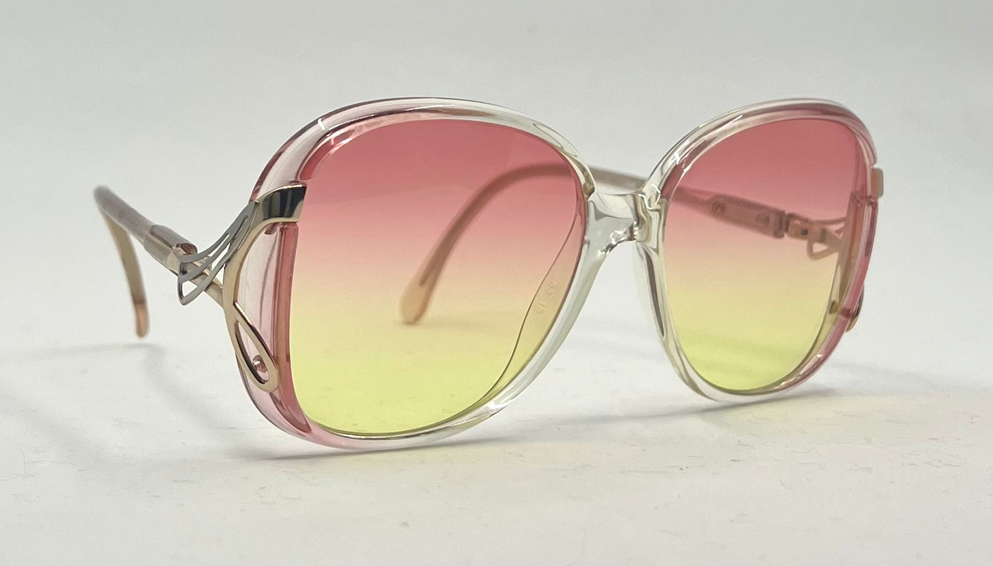 Luxottica Vintage Oversized Sunglasses-with New Rose/Lemon Custom Lenses