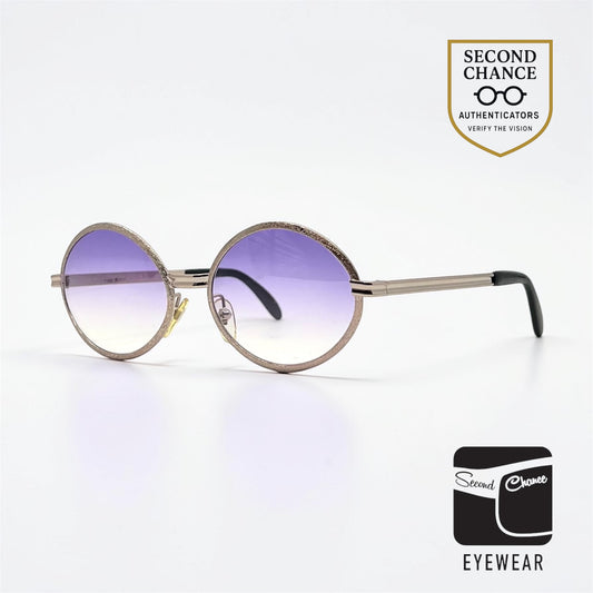 Celes-VINTAGE Italian Round Sunglasses-New Violet Gradient Custom Lenses-58mm