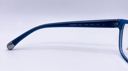 RARE CHANEL 3322 C.1543-Brand New & Unworn-Discontinued Transparent Blue Quilted Temples-Made in Italy