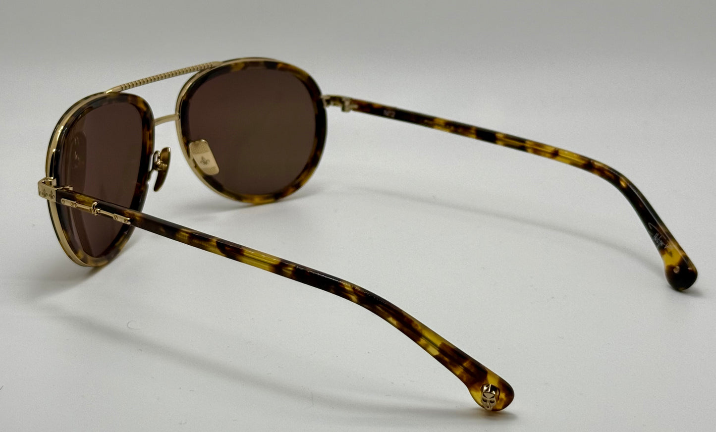 Brand New Philippe V No. 2 Classic Aviator Sunglasses – Gold-Tone & Havana with Essilor Brown HD Lenses