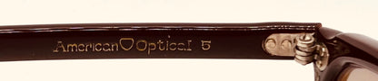American Optical Vintage Hinge Wellington Chocolate Brown Zero Tint Eyeglasses