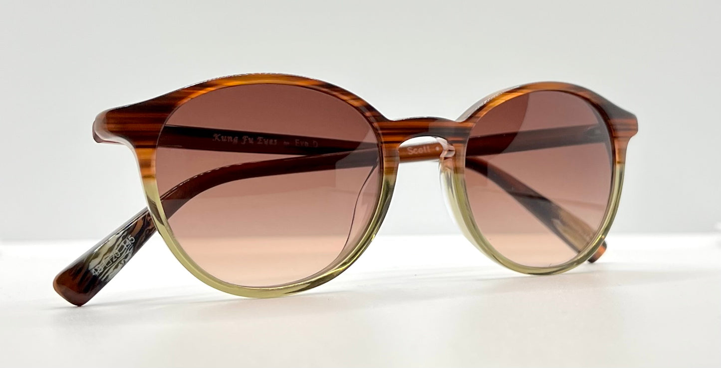 Kung Fu Eyes by Eve D – Model SCOTT 1060 – Handmade in Germany w/New, Custom Brown Gradient Lenses