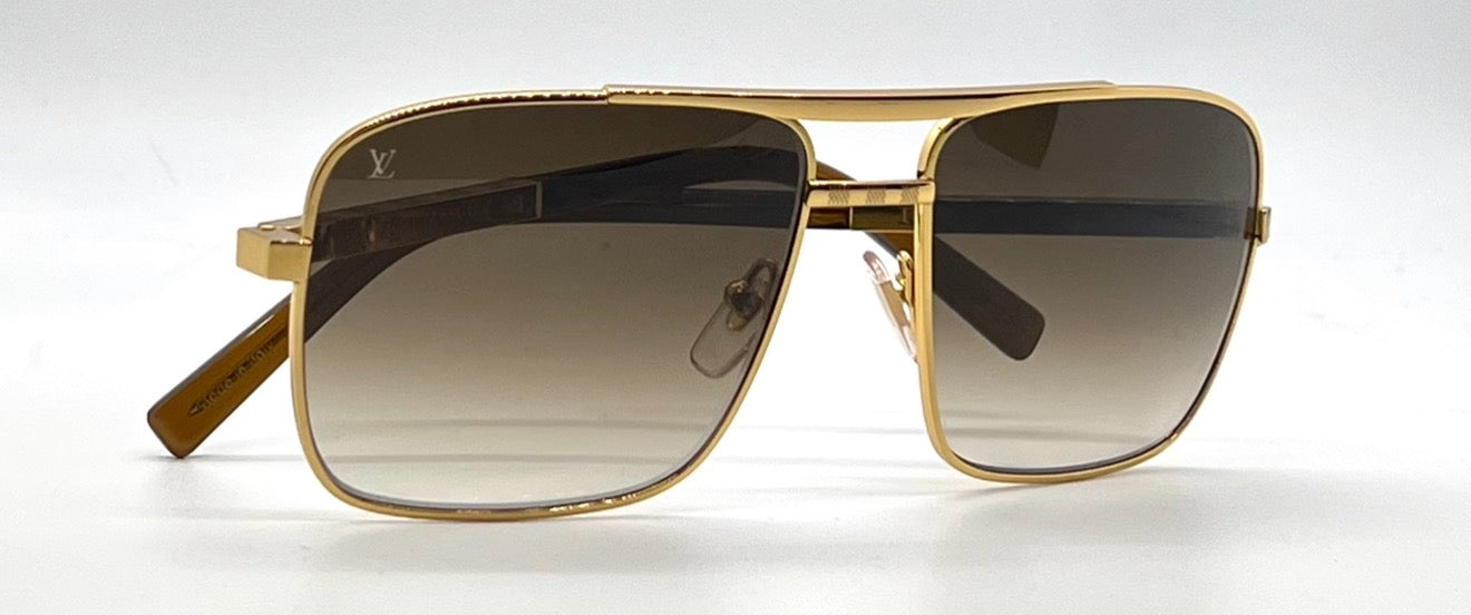 Louis Vuitton Z0259U Attitude Damier Gold Pilot Sunglasses Full Kit 59mm