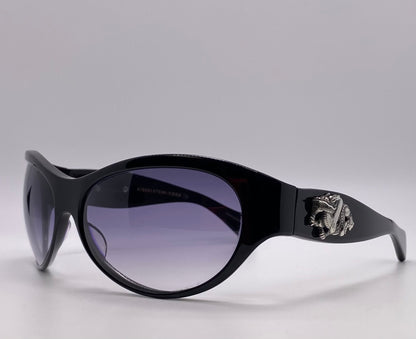 Vintage Kieselstein-Cord “Straight Shooter”Sunglasses Made in Japan-Silver Dragon Detailing-Original Lenses