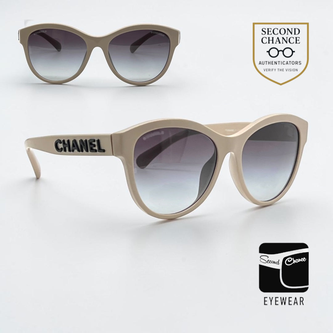 CHANEL 5458-A Beige Cat Eye Sunglasses Original Gradient Lenses Italy