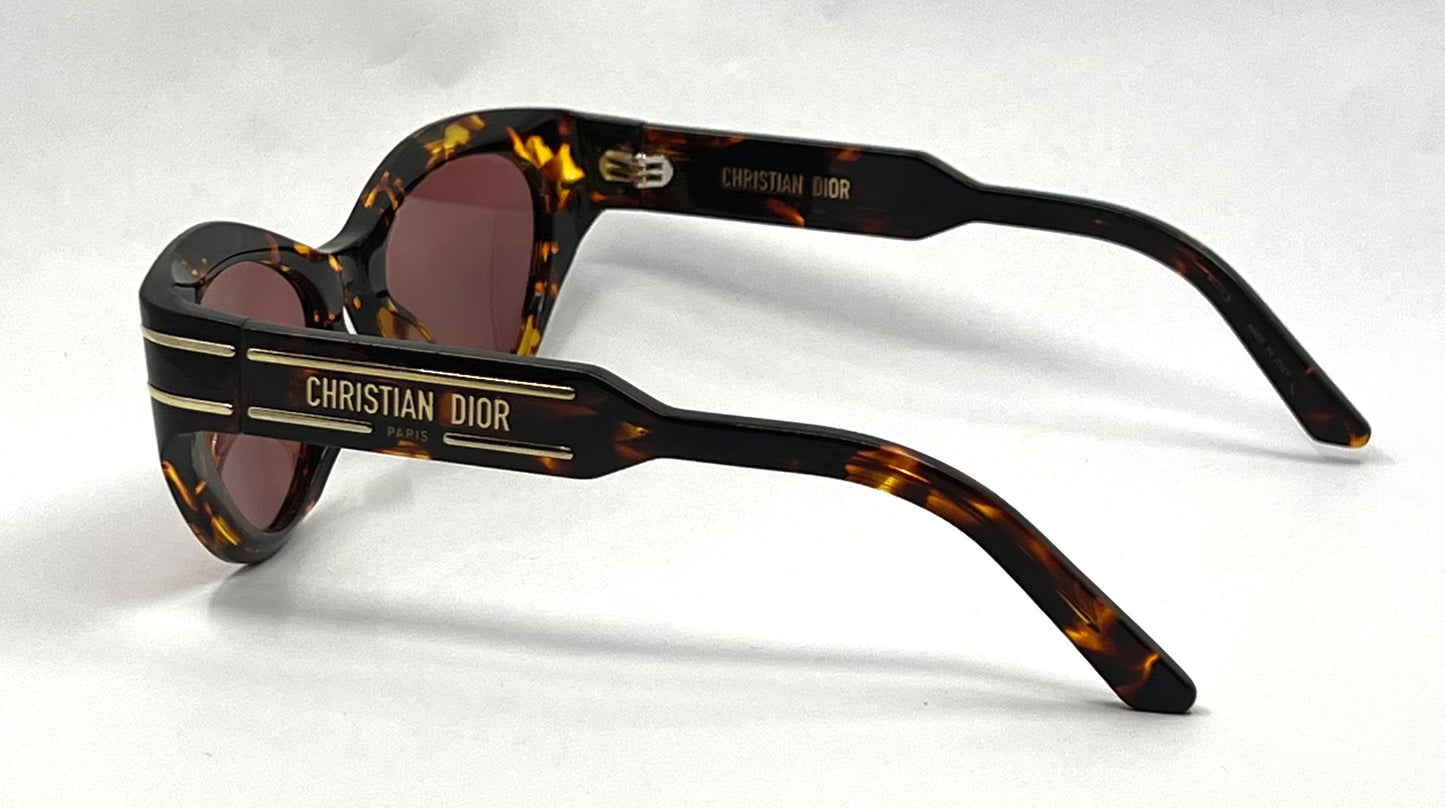 Christian Dior Dior Signature B7I Havana Tortoise Cat Eye Sunglasses Italy