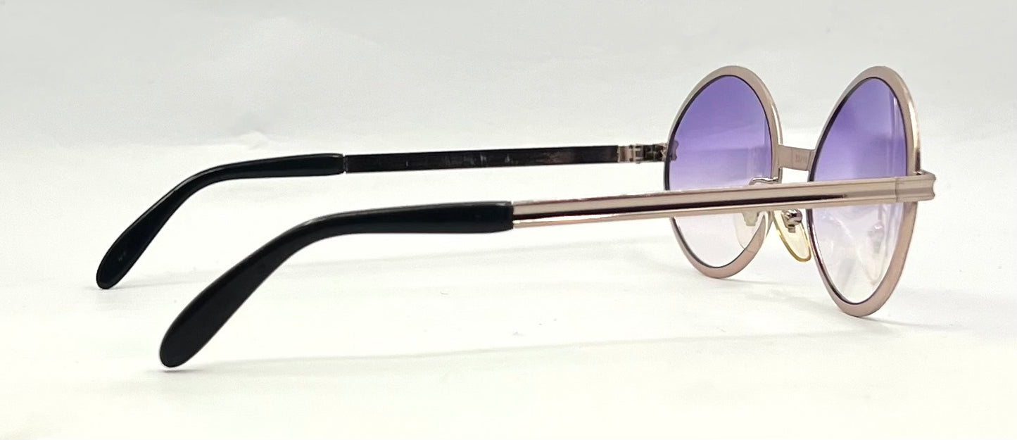 Celes-VINTAGE Italian Round Sunglasses-New Violet Gradient Custom Lenses-58mm