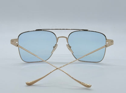 Chrome Hearts AM Gold Plated – Solid Light Blue Lenses – Deadstock Full Kit