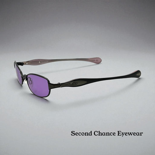 Oakley Flawless 2.0 Brushed Chrome Vintage Sunglasses  w/New Solid Purple Custom Tinted Lenses