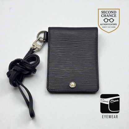 Louis Vuitton Epi Leather Card Holder with Lanyard – Black-Authentic
