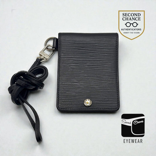 Louis Vuitton Epi Leather Card Holder with Lanyard – Black-Authentic