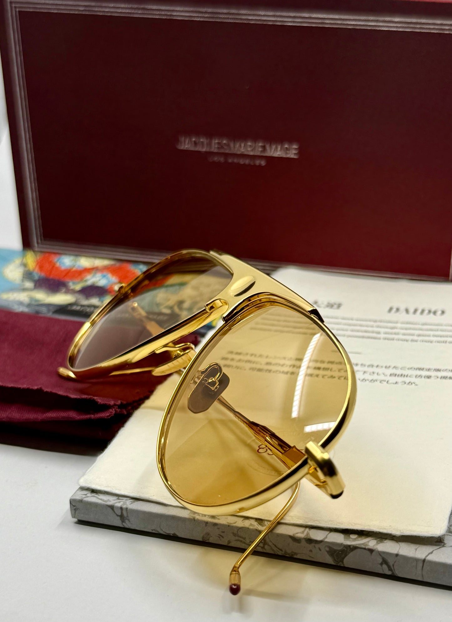 Jacques Marie Mage DAIDO in GOLD Sunglasses-Ltd 500 Full Kit-Japan-UNWORN