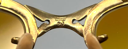 Gaspari 12K Gold Filled Browline Vintage Sunglasses-New Custom Lenses