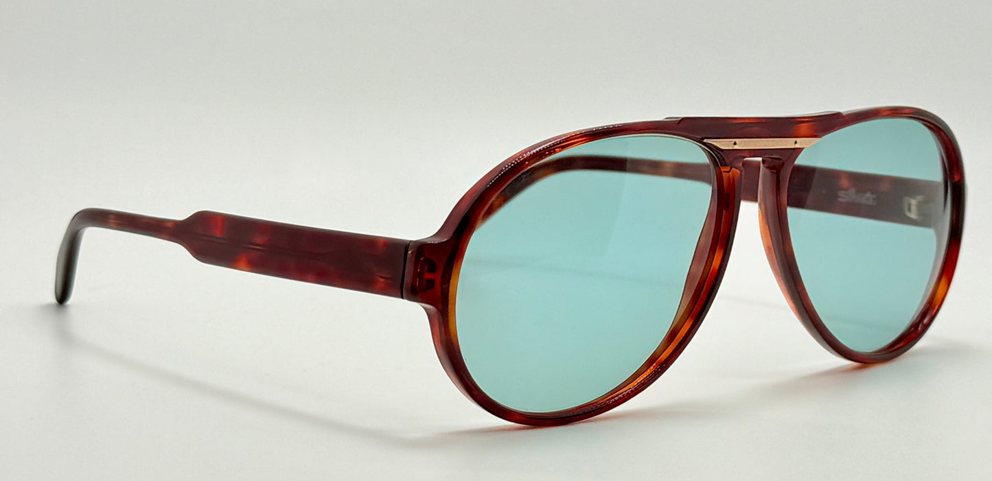 Vintage Silhouette M2095 Keyhole Aviator-Tortoise Acetate & Custom Aquamarine Lenses