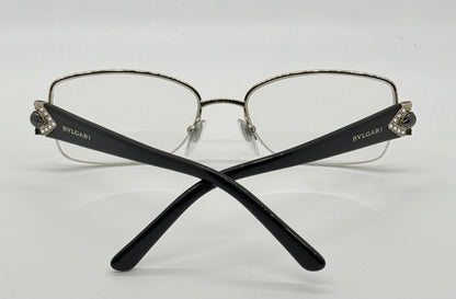 BVLGARI BB2157-B 376 Optical Frames Half Rim Gold Black Italy 55-17-135 w/ Case