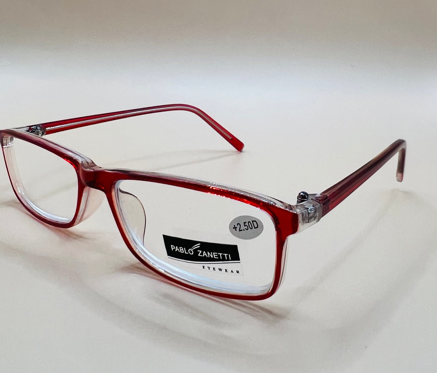 PABLO ZANETTI  GEOMETRIC NARROW READERS.  COMES IN THREE VIBRANT COLORS & VARIOUS MAGNIFICATION