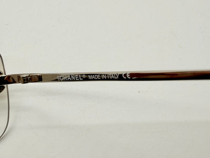 CHANEL 4017-D Silver Rimless Sunglasses Swarovski CC Logo Deadstock
