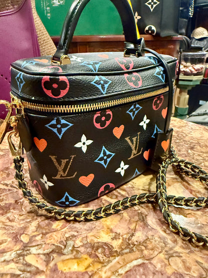 Louis Vuitton - Game On Vanity PM Black Multicolor Hearts Chain Bag Lock LV